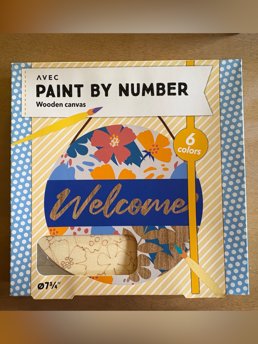 Avec Paint By Number Wooden Welcome Sign 13.4” New